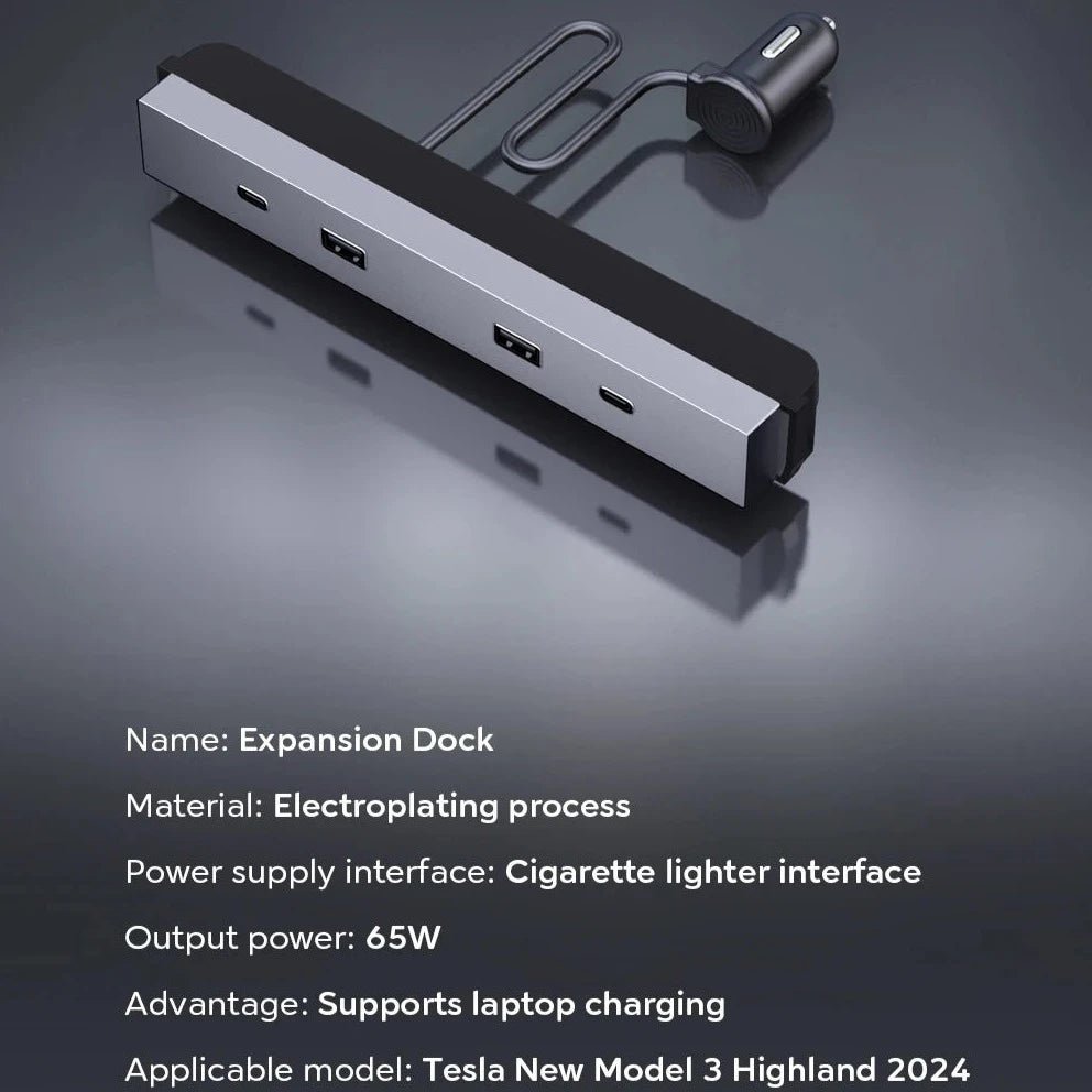 65W Centre Console Charging Expansion Dock for Model 3 Highland 2024+ - EVONE