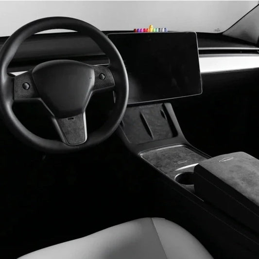 Matt Black Alcantara Cover for Tesla Model 3/Y 2019-2023