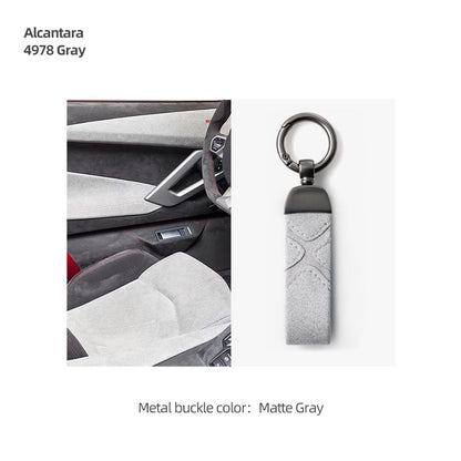 Premium Alcantara Keychain for Tesla Models 3/Y/S/X – Luxurious Suede Leather Key Fob Cover