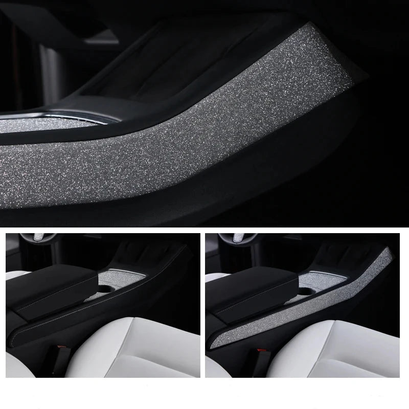 Sparkling Diamond Central Control Panel Side Trim Strip Stickers for Tesla Model 3 & Y (2019-2023)