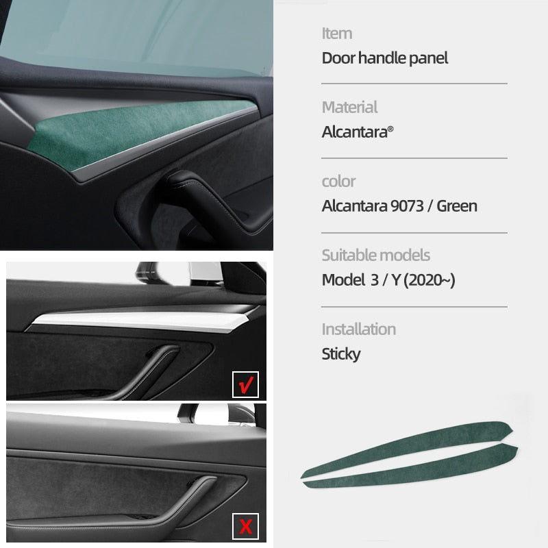 Alcantara Door Panel Trim Cover For Tesla Model 3/Y 2020-2023 (refreshed version)