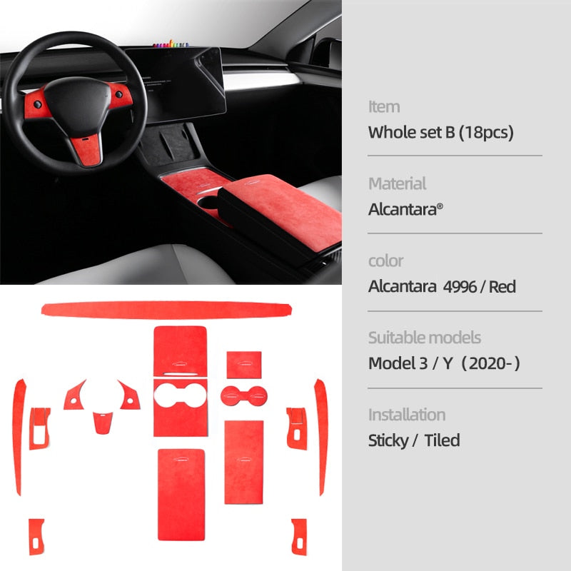 EVONE Alcantara Interior Trim Sticker Set for Tesla Model 3/Y 2021-23