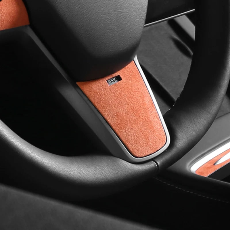 Alcantara Steering Wheel Sticker for Tesla Model 3 Y 2019-2023