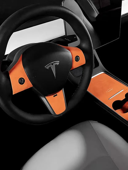 Alcantara Center Console Panel Stickers For Tesla Model 3/Y 2021-2023